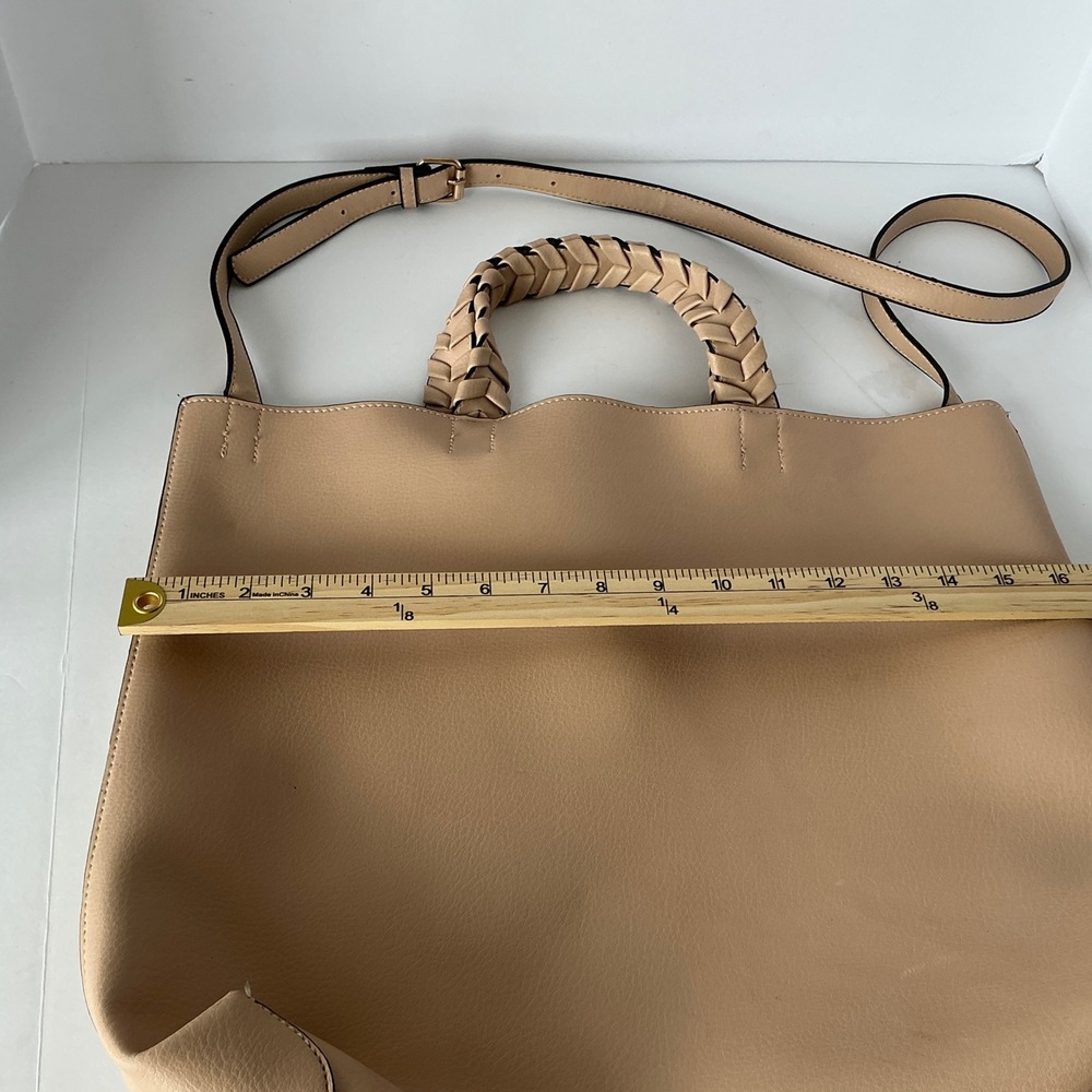 Jules Kae Tote Bag Braided Handle Pink Vegan Leather Large Crossbody Handbag - Picture 9 of 13